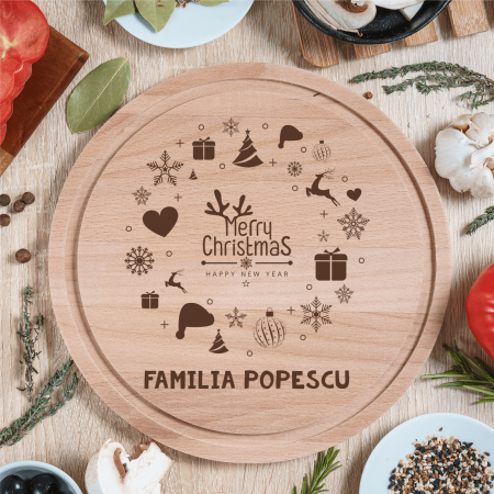 Tocătoare personalizate - Tocător personalizat - Merry Christmas & Happy New Year - Nume
