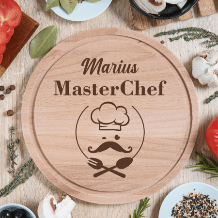 Tocătoare personalizate - Tocător personalizat rotund - Pentru el - MasterChef - Nume