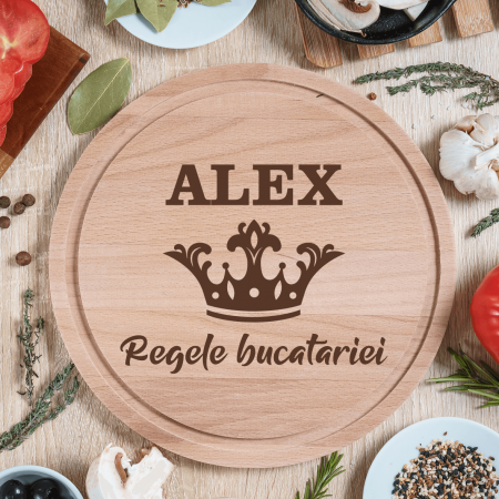 Tocătoare personalizate - Tocător personalizat rotund - Regele bucătăriei