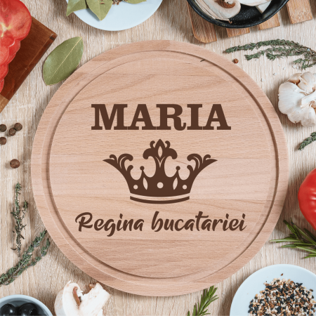 Tocătoare personalizate - Tocător personalizat rotund - Regina bucătăriei