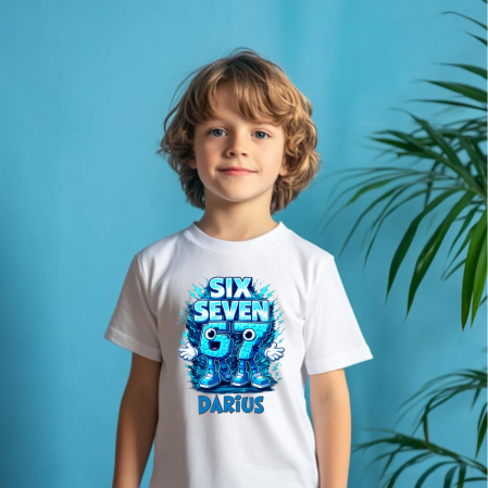 Cadouri pentru copii - Tricou copil personalizat cu nume - Six Seven - M1