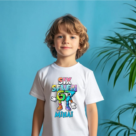 Cadouri pentru copii - Tricou copil personalizat cu nume - Six Seven - M5