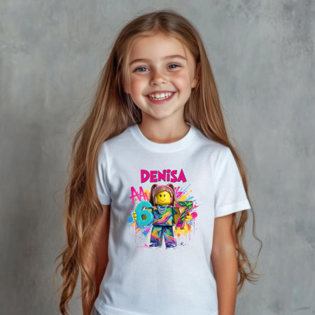 Cadouri pentru copii - Tricou copil personalizat cu nume - Six Seven - Model fetiță - M4