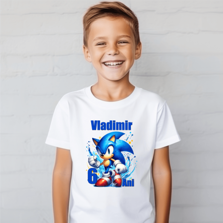 Tricouri aniversare copii - Tricou personalizat copil aniversare - Ariciul Sonic - Model 3