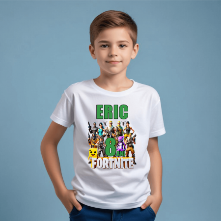 Tricouri aniversare copii - Tricou personalizat copil aniversare - Fortnite