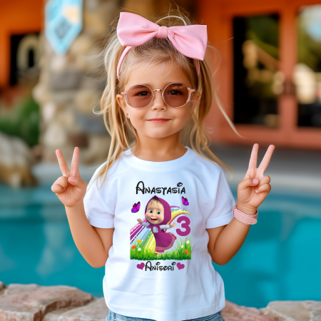 Tricouri aniversare copii - Tricou personalizat copil aniversare - Masha - Model 2
