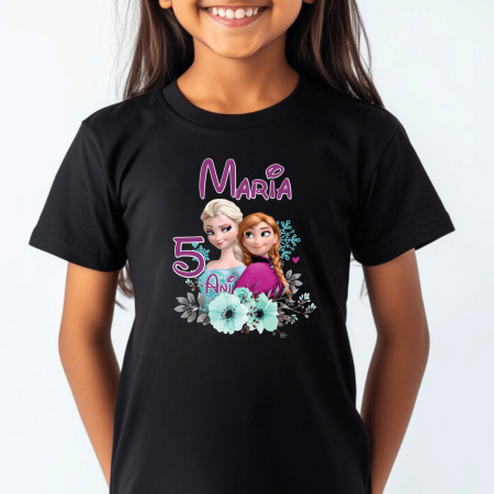 Tricou personalizat copil aniversare - Regatul de gheață - Ana și Elsa [1]