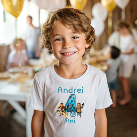 Tricouri aniversare copii - Tricou personalizat copil aniversare - Roblox - Model băiețel