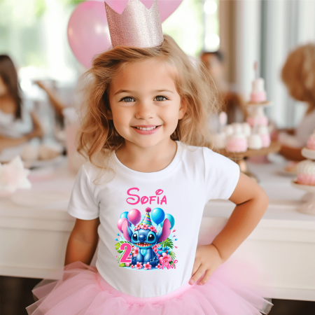 Tricouri aniversare copii - Tricou personalizat copil aniversare - Stitch - Model 3