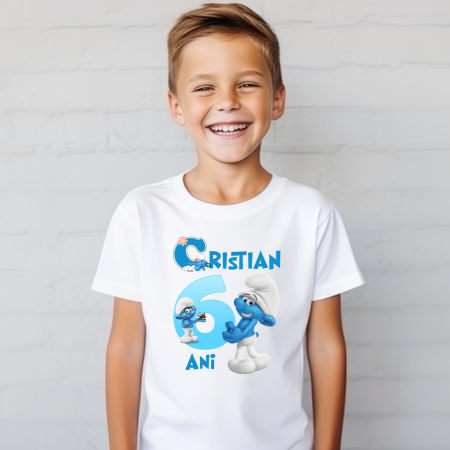 Tricouri personalizate Aniversare - Tricou personalizat copil aniversare - Ștrumfi