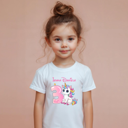 Tricouri aniversare copii - Tricou personalizat copil aniversare - Unicorn - Model fetiță