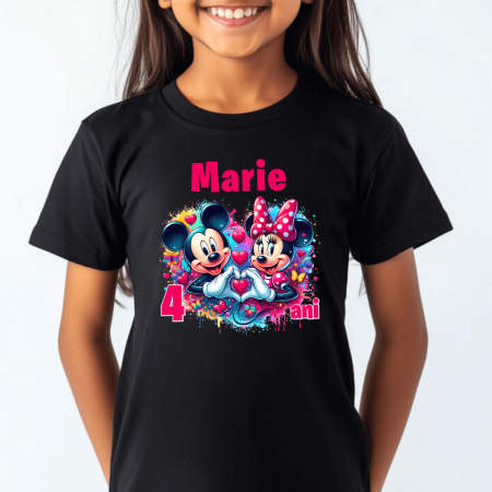 Tricou personalizat copil aniversare - Vârstă - Nume - Minnie & Mickey [1]