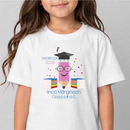 Evenimente - Tricou personalizat copil cu nume - Absolvent - Creion colorat