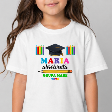 Evenimente - Tricou personalizat copil cu text - Creioane Colorate - Absolvent