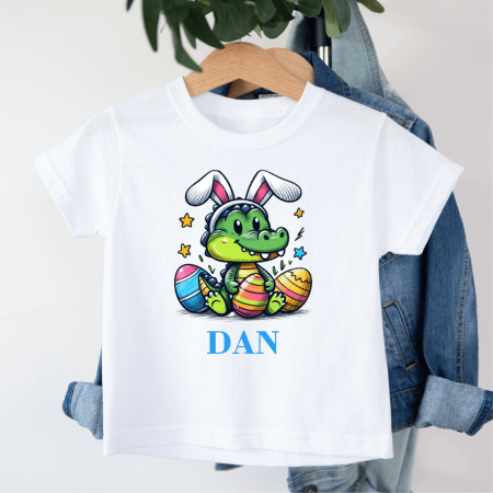 Tricouri personalizate copii Paște - Tricou personalizat copil - Paște - Dinosaur - Model băiețel