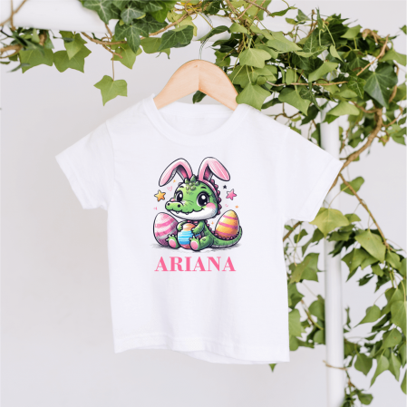 Tricouri personalizate copii Paște - Tricou personalizat copil - Paște - Dinosaur - Model fetiță