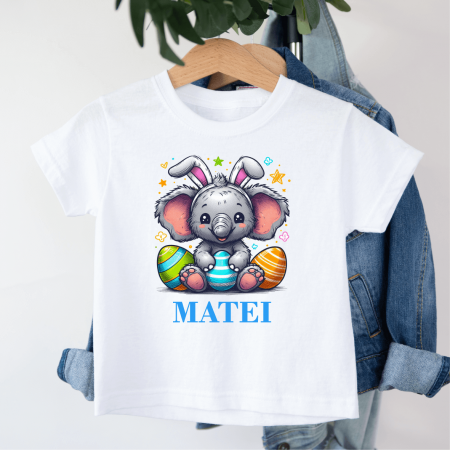Tricouri personalizate copii Paște - Tricou personalizat copil - Paște - Elefant - Model băiețel