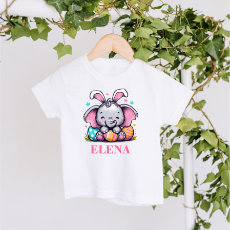 Tricouri personalizate copii Paște - Tricou personalizat copil - Paște - Elefant - Model fetiță