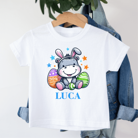 Tricouri personalizate copii Paște - Tricou personalizat copil - Paște - Hipopotam - Model băiețel