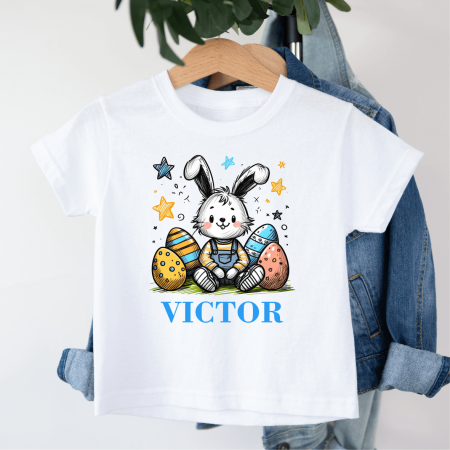 Tricouri personalizate copii Paște - Tricou personalizat copil - Paște - Iepuraș - Model băiețel - M1