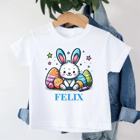 Tricouri personalizate copii Paște - Tricou personalizat copil - Paște - Iepuraș - Model băiețel - M2