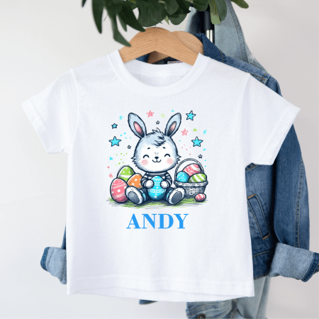 Tricouri personalizate copii Paște - Tricou personalizat copil - Paște - Iepuraș - Model băiețel - M3