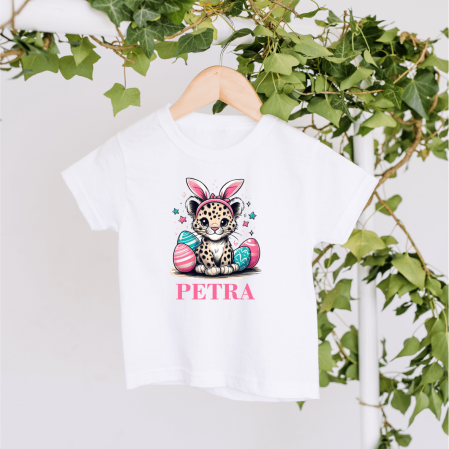 Tricouri personalizate copii Paște - Tricou personalizat copil - Paște - Leopard - Model fetiță