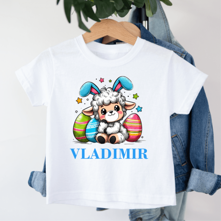 Tricouri personalizate copii Paște - Tricou personalizat copil - Paște - Oiță - Model băiețel