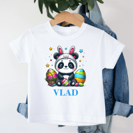 Tricouri personalizate copii Paște - Tricou personalizat copil - Paște - Panda - Model băiețel