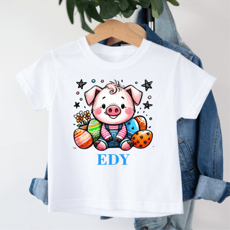 Tricouri personalizate copii Paște - Tricou personalizat copil - Paște - Purceluș - Model băiețel