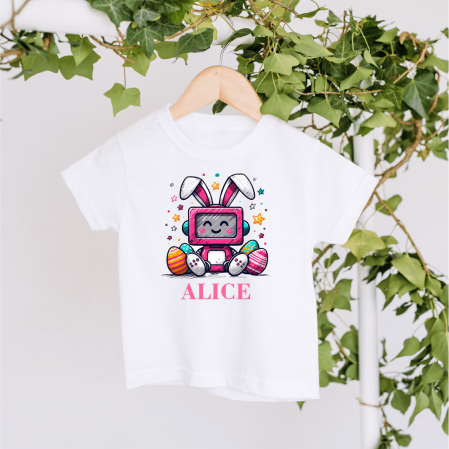 Tricouri personalizate copii Paște - Tricou personalizat copil - Paște - Roboțel - Model fetiță