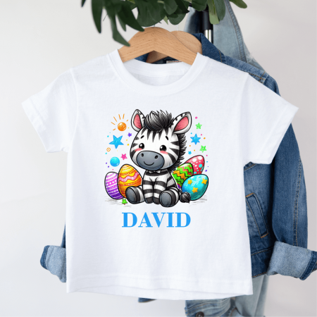 Tricouri personalizate copii Paște - Tricou personalizat copil - Paște - Zebră - Model băiețel