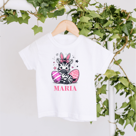 Tricouri personalizate copii Paște - Tricou personalizat copil - Paște - Zebră - Model fetiță