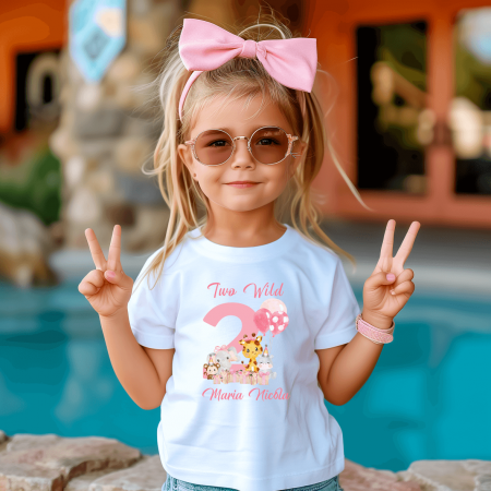Tricouri aniversare copii - Tricou personalizat copil - Safari - Model fetiță