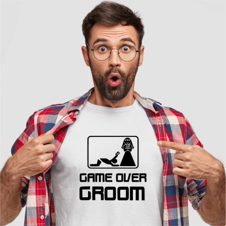 Tricouri personalizate burlăcie - Tricou personalizat petrecerea burlacilor - Mire - Game Over Groom