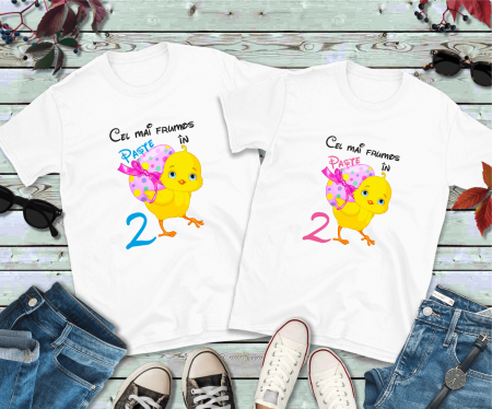 Tricouri personalizate Cuplu de Paște - Tricouri cuplu personalizate de Paște - Cel mai frumos Paște