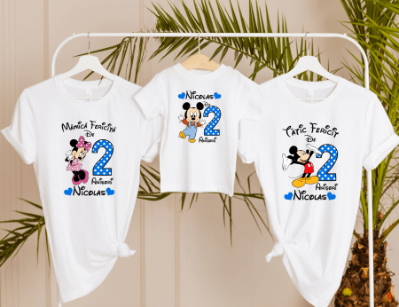 Tricouri personalizate Aniversare - Tricouri personalizate aniversare - Tătic fericit - Mămică fericită - Baby Mickey