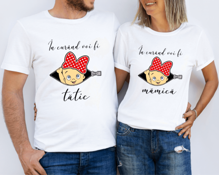 Tricouri - Tricouri personalizate - În curând voi fi tătic - mămică(model fetiță)