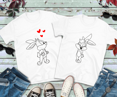 Tricouri - Set tricouri personalizate pentru cuplu - Bugs Bunny și Lola