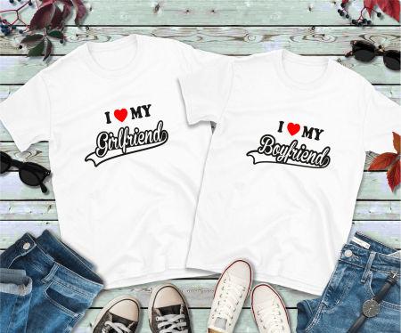 Tricouri - Set tricouri personalizate pentru cuplu - I love my girlfriend - boyfriend 2