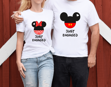Tricouri - Set tricouri personalizate pentru cuplu - Just Engaged