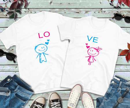 Tricouri - Set tricouri personalizate pentru cuplu - LOVE