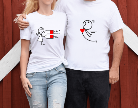 Tricouri - Set tricouri personalizate pentru cuplu - Love Magnet 2