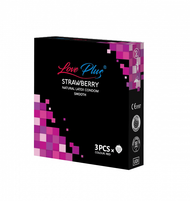 Prezervative love plus strawberry 3 buc [1]