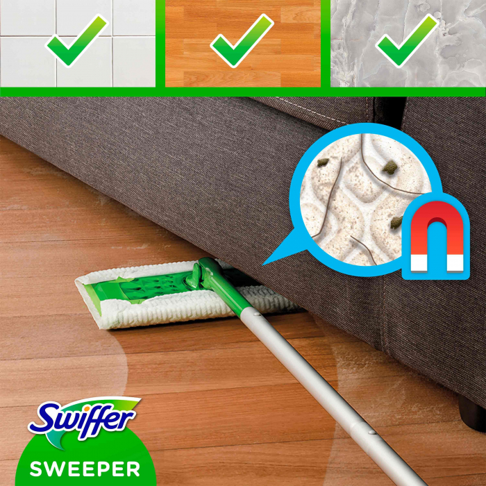 Trusa de baza cu Mop Uscat/Umed Swiffer Trap & Lock 1 Mop, 8 Rezerve lavete uscate + 3 Rezerve lavete umede [3]