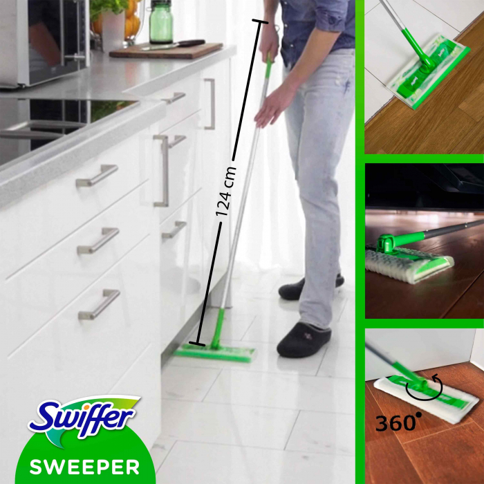 Trusa de baza cu Mop Uscat/Umed Swiffer Trap & Lock 1 Mop, 8 Rezerve lavete uscate + 3 Rezerve lavete umede [2]