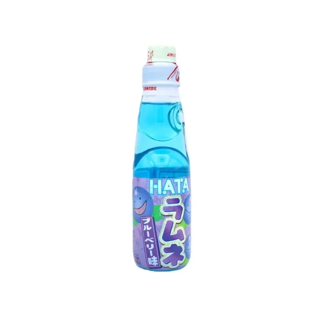 Alimente - Băutură Răcoritoare Japoneză Hata Ramune, Aromă de Afine (Blueberry), 200ml, Sticlă Iconic Codd-Neck cu Bilă de Sticlă, Experiență Autentică Japonia