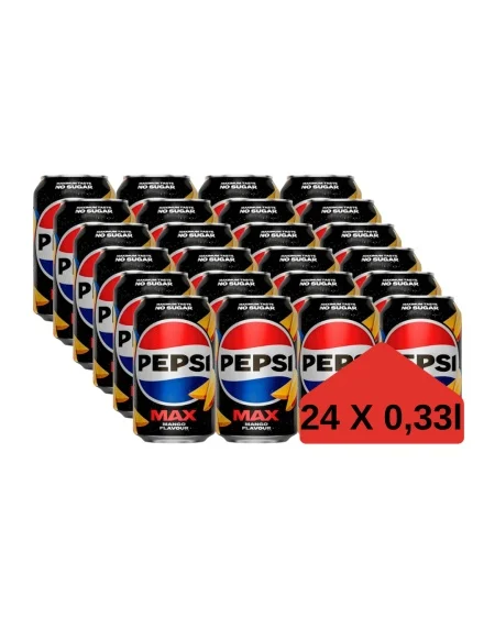 Alimente - Pepsi Max Bautura racoritoare carbogazoasa cu suc de mango, cu indulcitori 330ml X 24 buc
