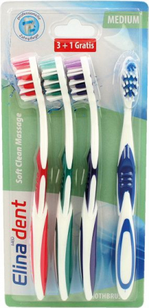 Igiena orala - Periuta de dinti Soft Clean 3+1 Elina Dent