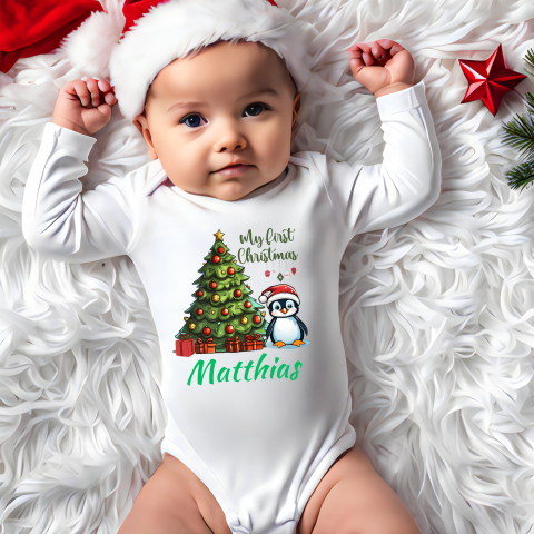 TRICOURI CRACIUN - BODY MY FIRST CHRISTMAS, BODY PERSONALIZAT CRACIUN, BODY BEBE PRIMUL MEU CRACIUN